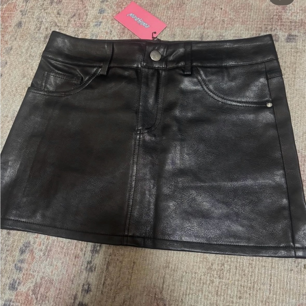 Edikted Shiny Black Mini Skirt